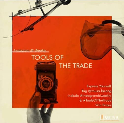 Tools of the Trade campaign graphic for MUSA, built around a vintage folding camera